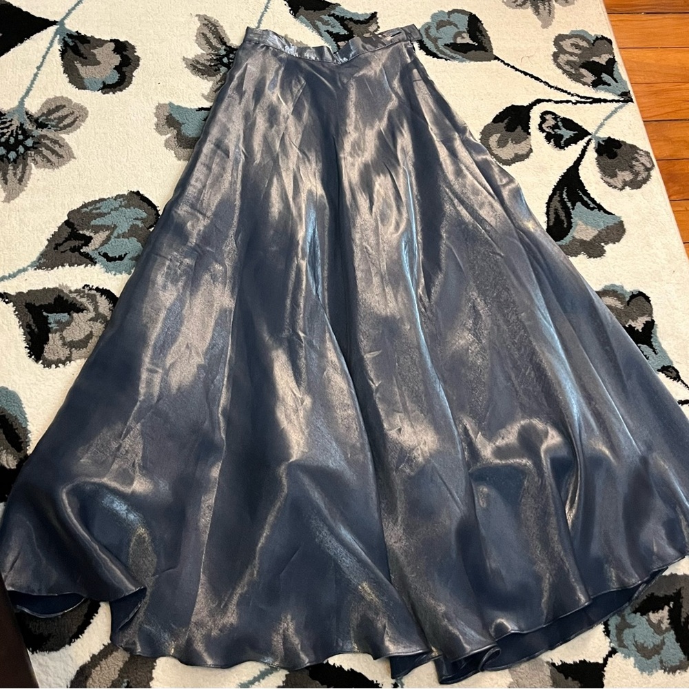 Elegant Blue Satin Skirt